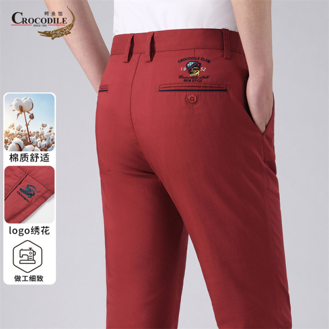 13442580.鳄鱼恤棉质舒适春夏合体通勤logo绣花男式休闲裤男
