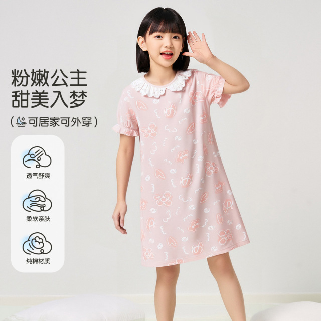 13445835.【福利清仓】猫人短袖睡裙（M法式花园）