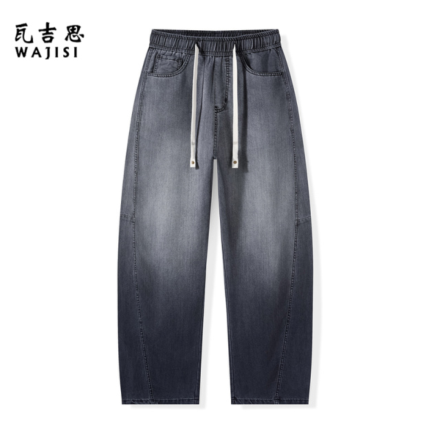 13446580.莱赛尔弯刀牛仔裤男款新款男士夏季薄款长裤子美式高街男生休闲时尚