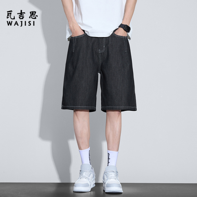 13446603.天丝莱赛尔原色牛仔短裤新款夏季薄款中裤宽松男生休闲五分裤