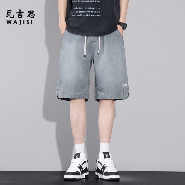 13446594.天丝牛仔短裤男夏季薄款宽松直筒冰丝五分裤子男士中裤夏天