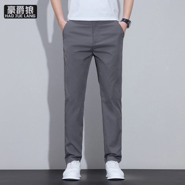 13446635.夏季冰丝休闲裤男士舒适新款修身直筒商务薄款西裤男款百搭长裤子