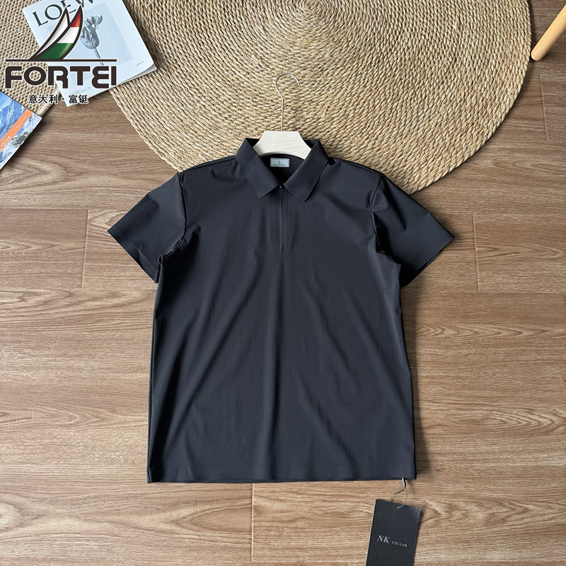 13446804.富铤短袖POLO衫男夏季亲肤透气青年纯色休闲百搭短袖POLO衫