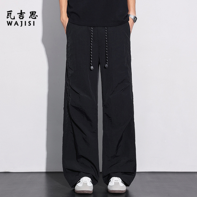 13447124.伞兵休闲裤男士裤子夏季薄款时尚新款宽松美式冰丝工装裤男装