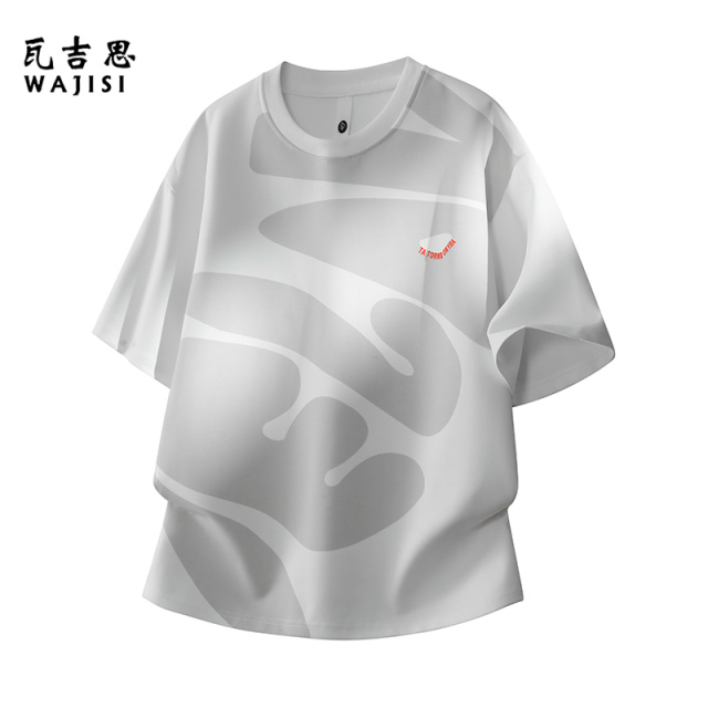 13447136.短袖t恤男夏季薄款冰丝上衣服印花半袖加肥加大码胖子男装打底衫