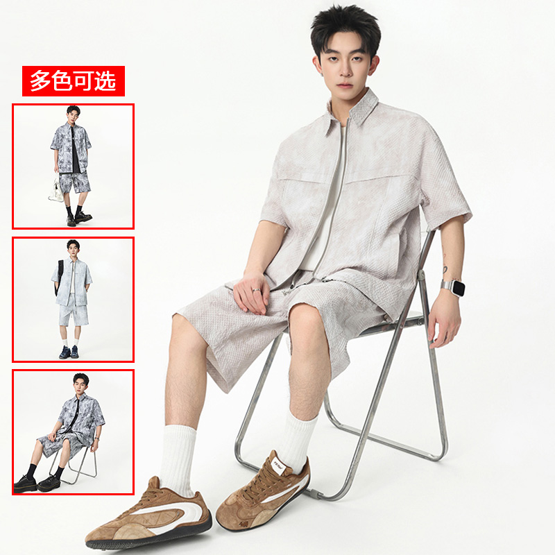 13448045.衣仕梵夏季新款男式开衫美式潮流休闲套装【衣仕梵男装XJ】