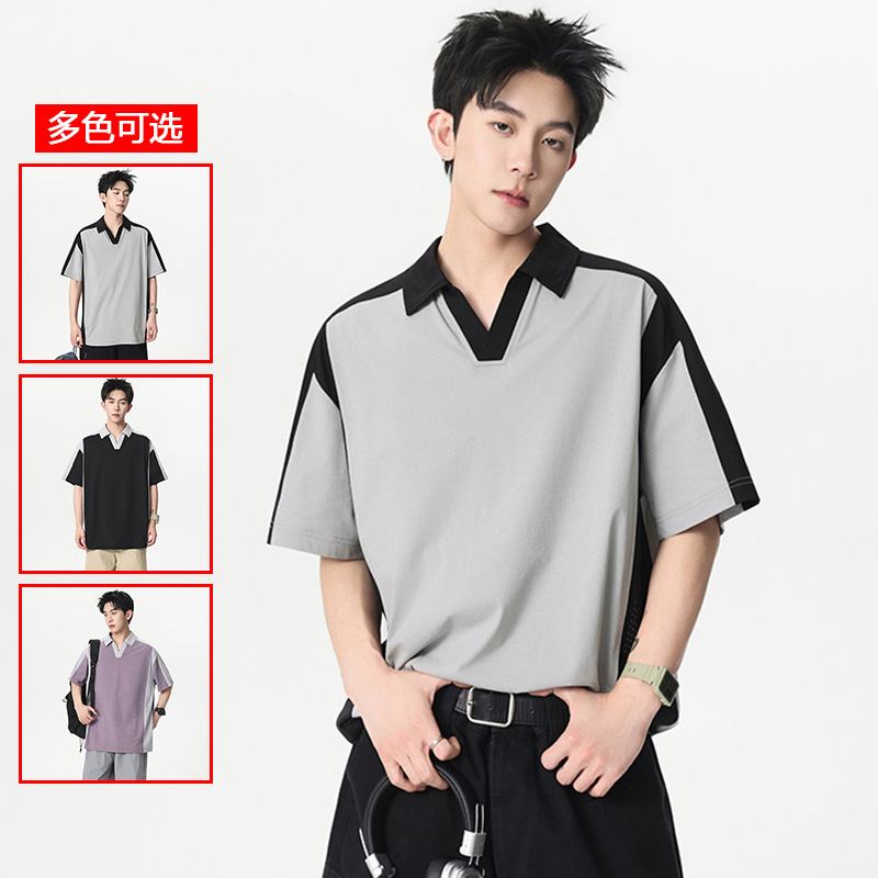 13447989.衣仕梵夏季新款男式插肩撞色潮流短袖Polo衫【衣仕梵男装XJ】