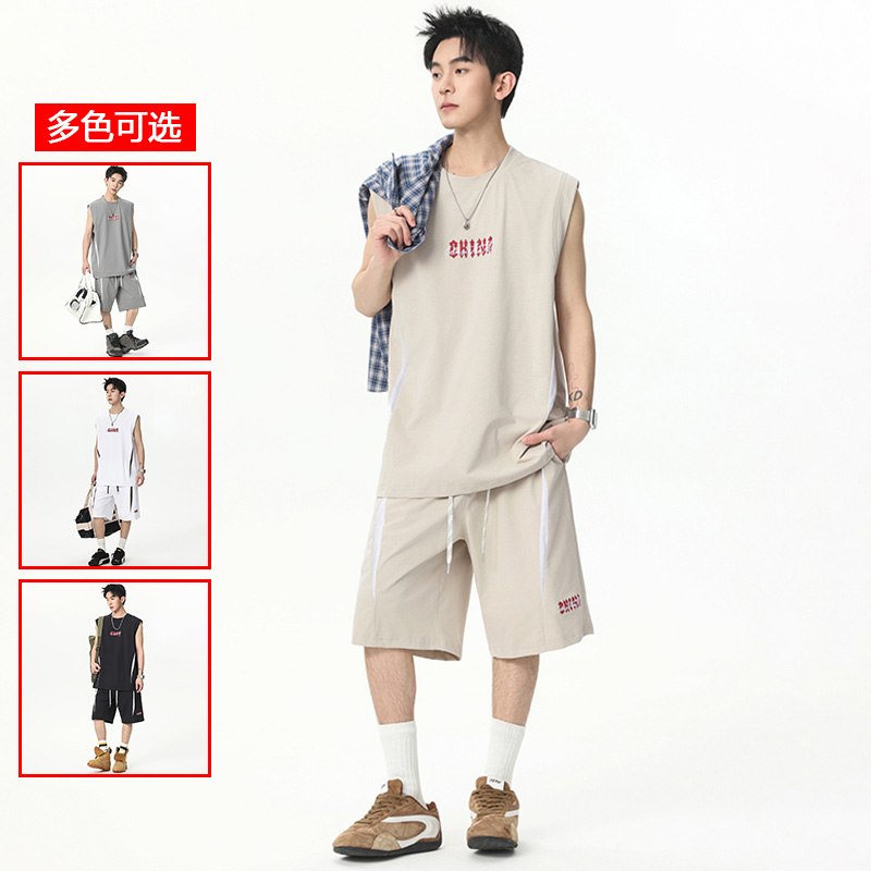 13448076.衣仕梵夏季新款男式清凉透气潮流美式休闲套装【衣仕梵男装XJ】