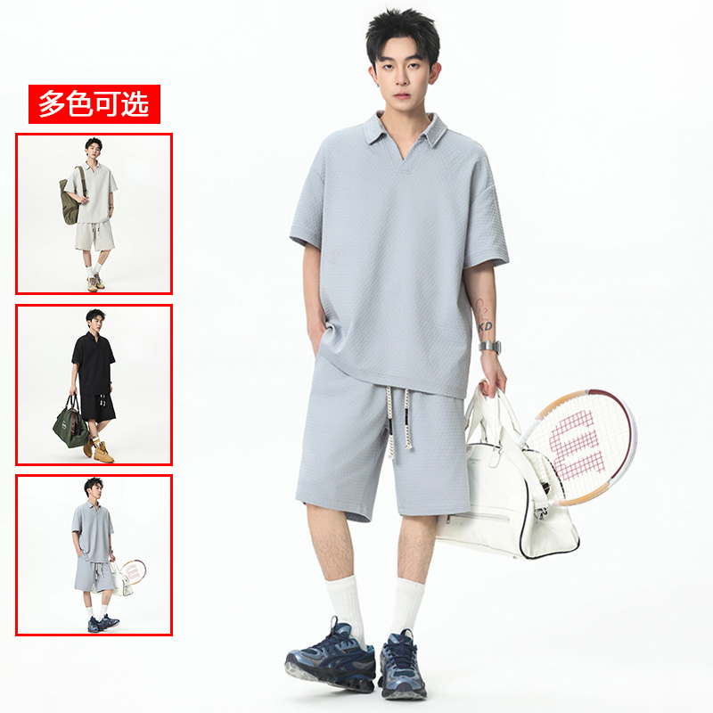 13448053.衣仕梵夏季新款男式宽松美式运动潮流休闲套装【衣仕梵男装XJ】