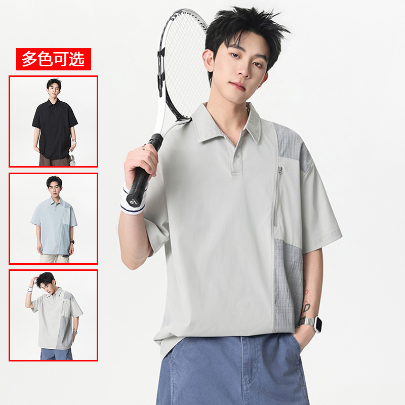 13448055.衣仕梵夏季新款男式潮流拼接百搭短袖Polo衫【衣仕梵男装XJ】