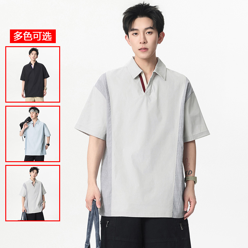 13448057.衣仕梵夏季新款男式潮流拼接休闲短袖Polo衫【衣仕梵男装XJ】