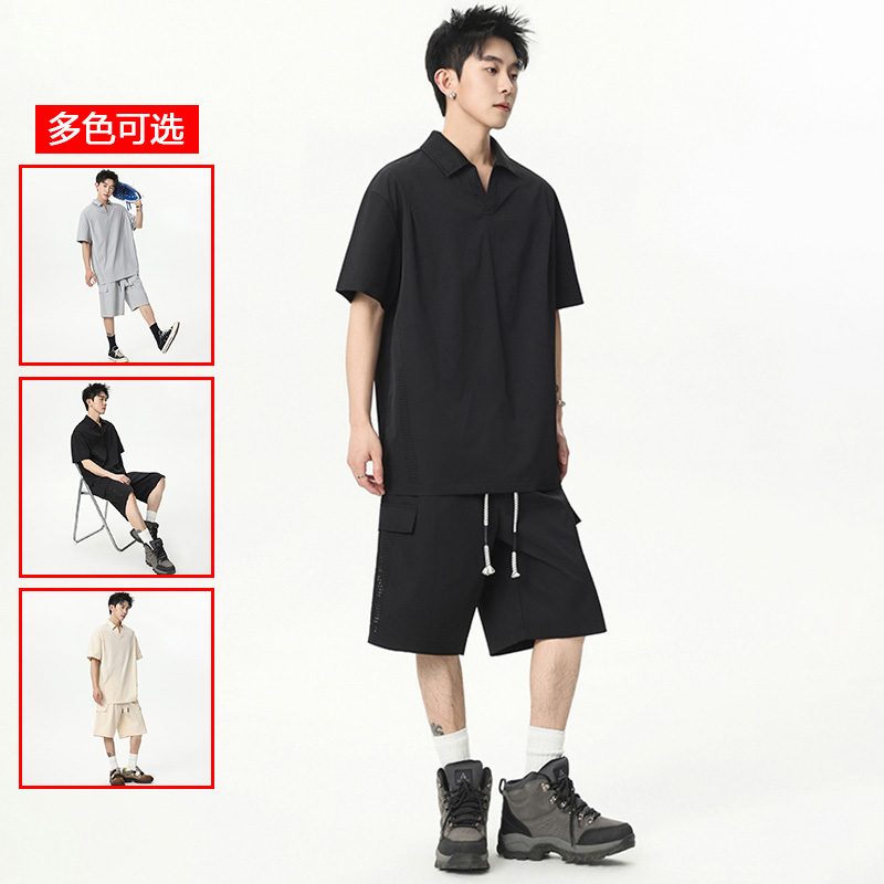 13448034.衣仕梵夏季新款男式青少年潮流五分裤休闲套装【衣仕梵男装XJ】