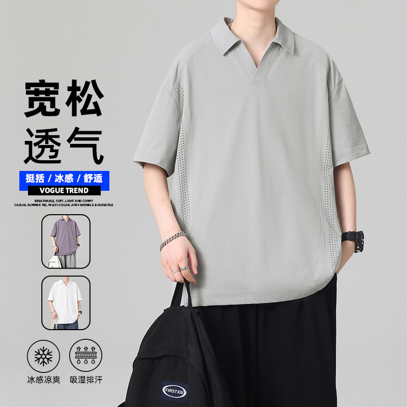 13448148.季婕夏季上新男式网眼透气潮流短袖Polo衫【季婕男装XJ】