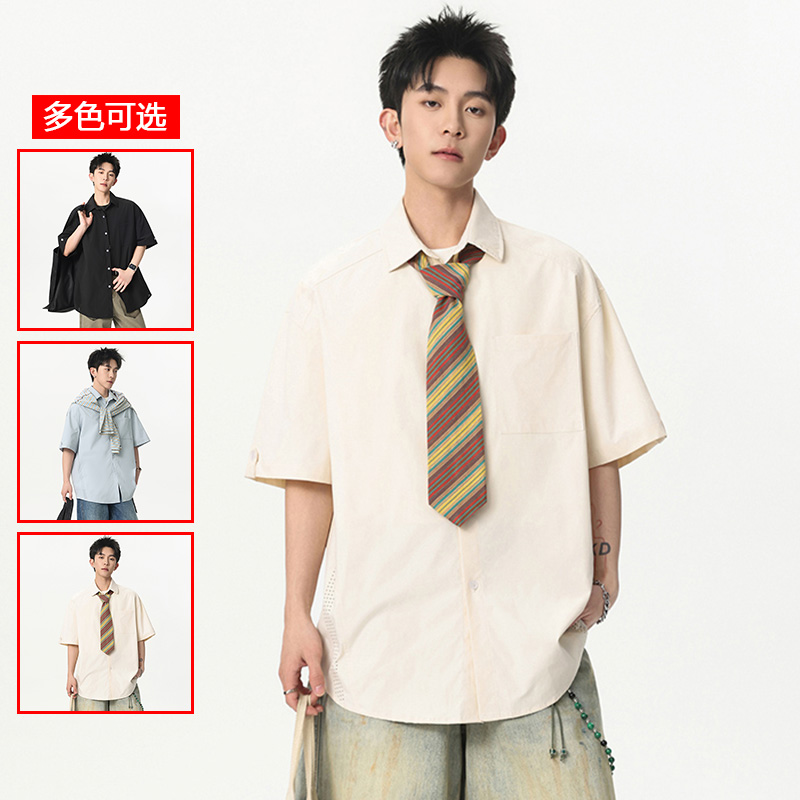 13447974.衣仕梵夏季新款男式潮流网眼百搭短袖衬衫【衣仕梵男装XJ】