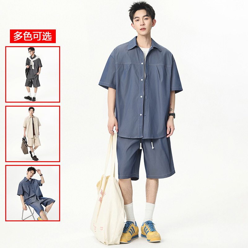 13448050.衣仕梵夏季新款男式仿牛仔潮流休闲套装【衣仕梵男装XJ】