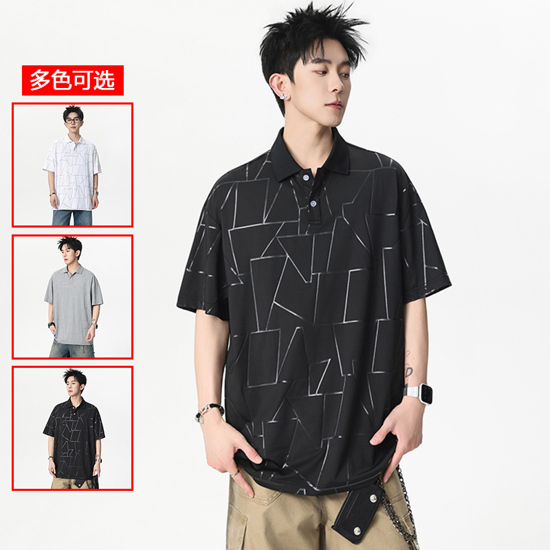13448017.衣仕梵夏季新款男式港风宽松潮流短袖Polo衫【衣仕梵男装XJ】