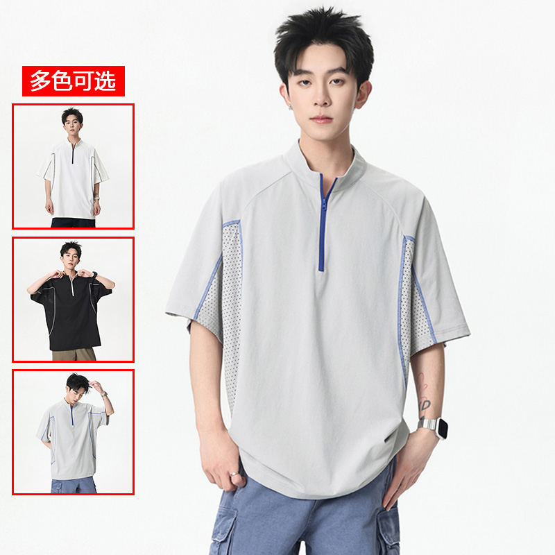 13448105.衣仕梵夏季新款男式潮流运动网眼休闲短袖T恤【衣仕梵男装XJ】