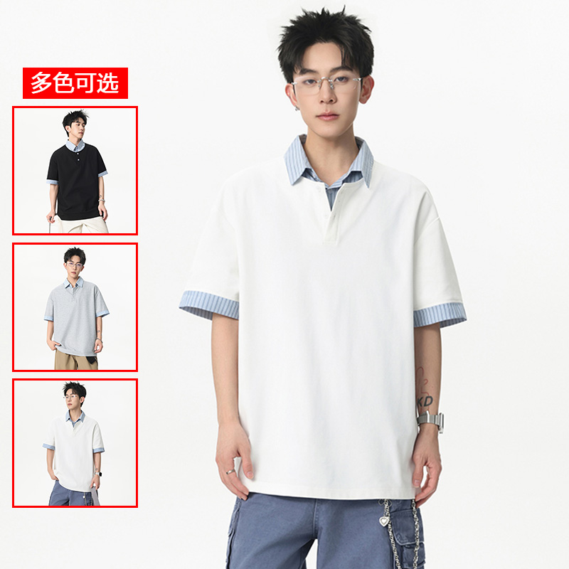 13447998.衣仕梵夏季新款男式假两件时尚短袖Polo衫【衣仕梵男装XJ】