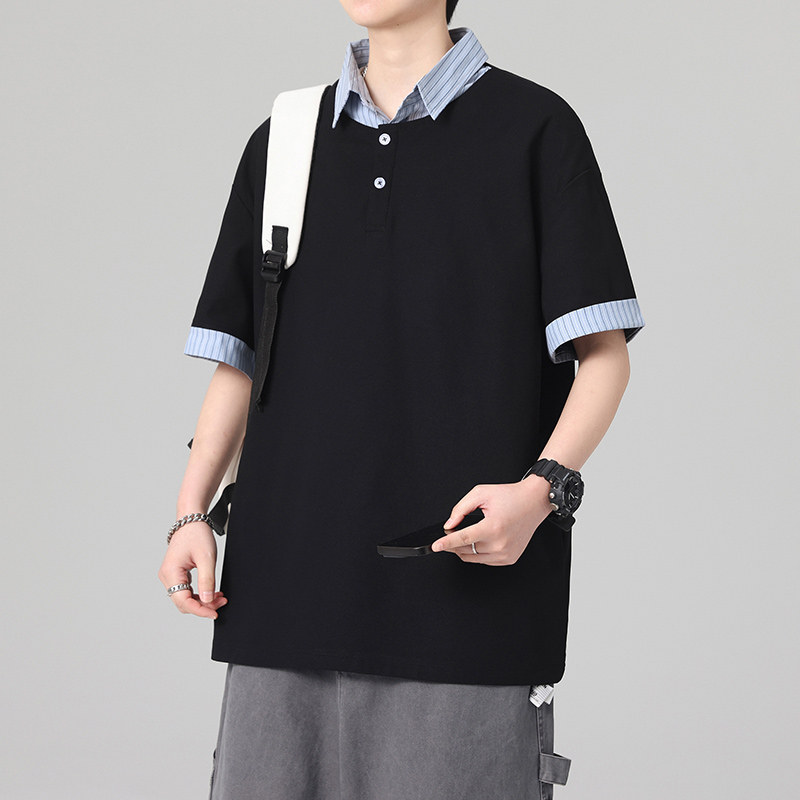13448186.季婕夏季上新男式假两件时尚短袖Polo衫【季婕男装XJ】