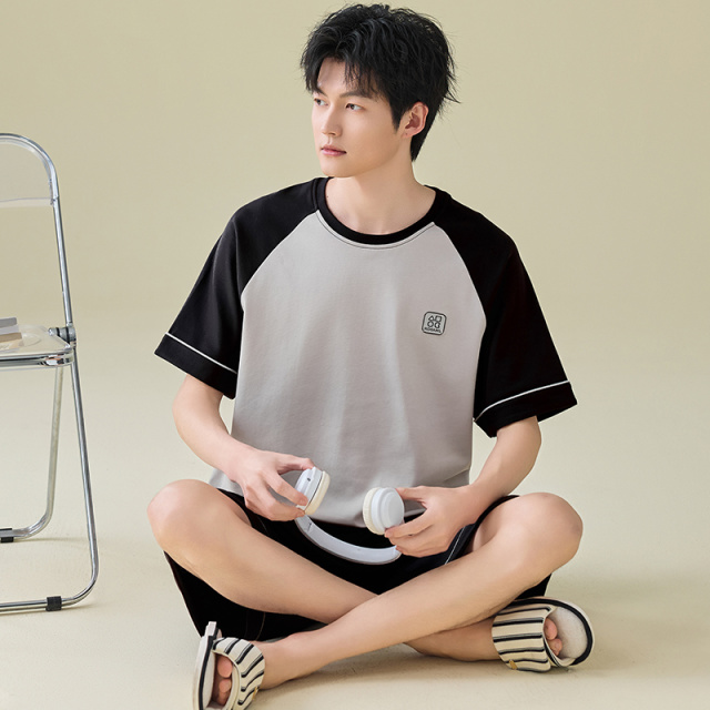 13454909.少宜套装男士纯棉短裤短袖睡衣新款夏季家居服可外穿可外出薄款大码居家春秋亲肤休闲加大加肥基础宽松柔软潮流
