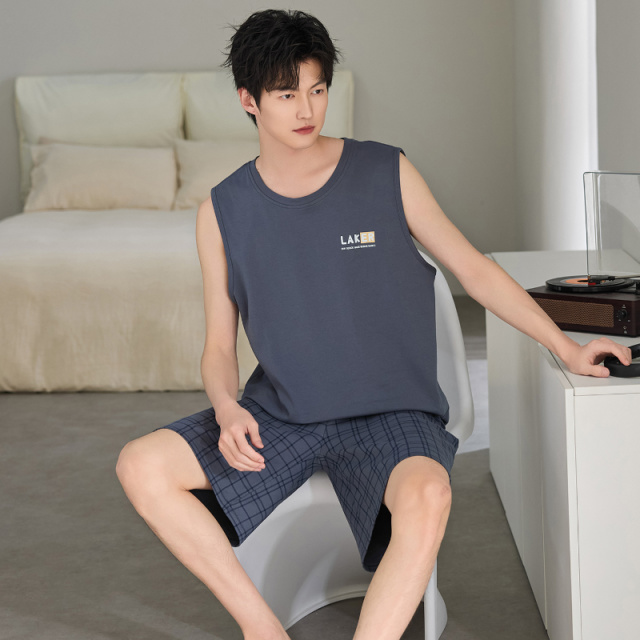 13454903.少宜睡衣套装男士纯棉新款夏季家居服可外穿可外出薄款大码居家春秋亲肤休闲加大加肥基础宽松柔软潮流百搭简约短袖