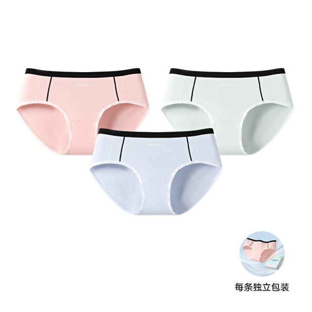13715682.CHOCOOLATE三条装10A抑菌50S新疆长绒棉女士内裤