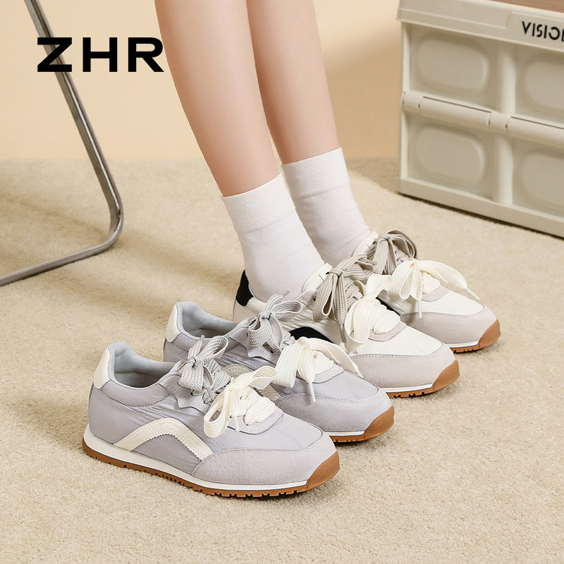 13454606.【ZHR则则】阿甘鞋圆头系带厚底女鞋[超纤+雨伞布+头层猪皮]