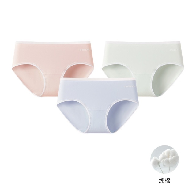 13715684.CHOCOOLATE三条装10A级抑菌50S长绒棉女士内裤女