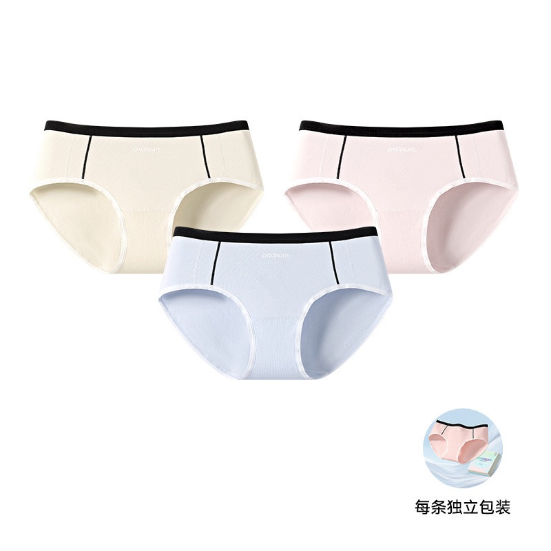 13715682.CHOCOOLATE三条装10A抑菌50S新疆长绒棉女士内裤