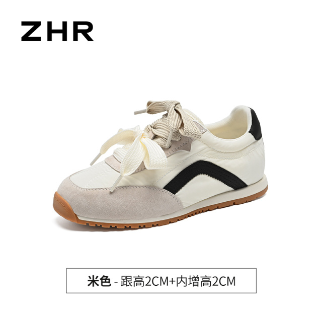 13454606.【ZHR则则】阿甘鞋圆头系带厚底女鞋[超纤+雨伞布+头层猪皮]