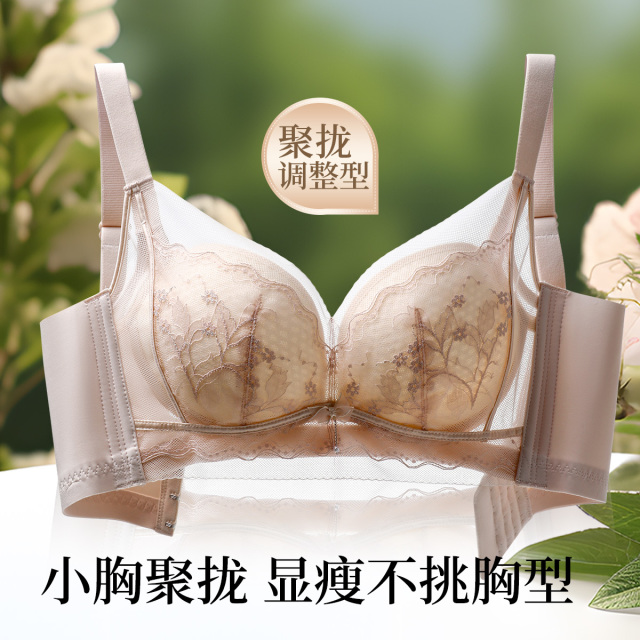 13457406.【聚拢显瘦】舒适调整型小胸聚拢显大侧收无钢圈女士内衣文胸罩
