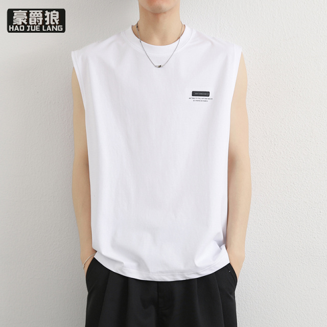 13461872.男士背心夏季时尚新款薄款宽松无袖坎肩休闲青少年运动T恤男上衣