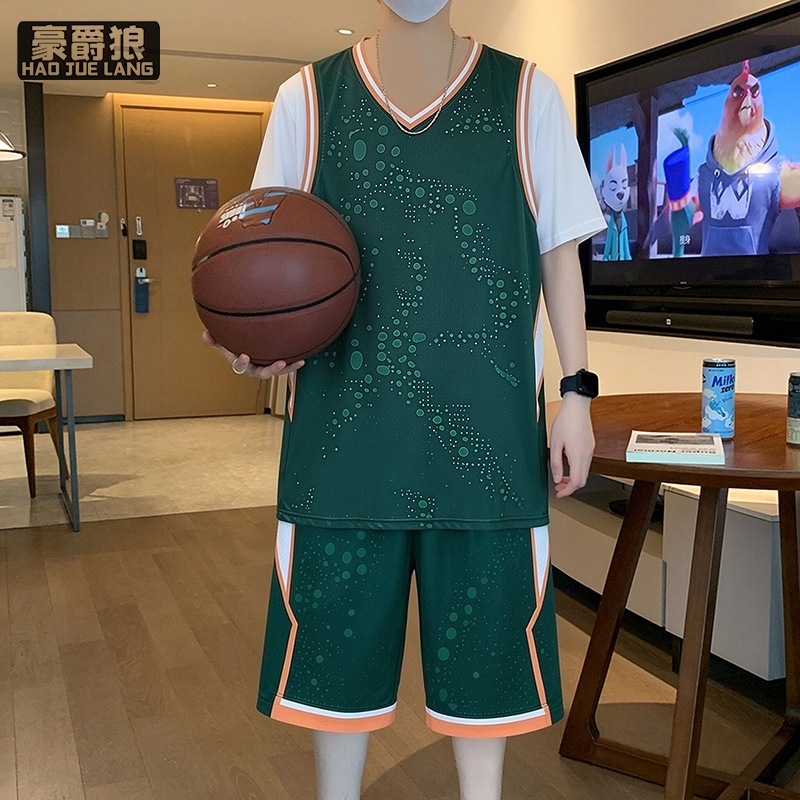 13461810.冰丝速干短袖t恤男孩夏季青少年初中学生大童运动篮球衣服套装潮