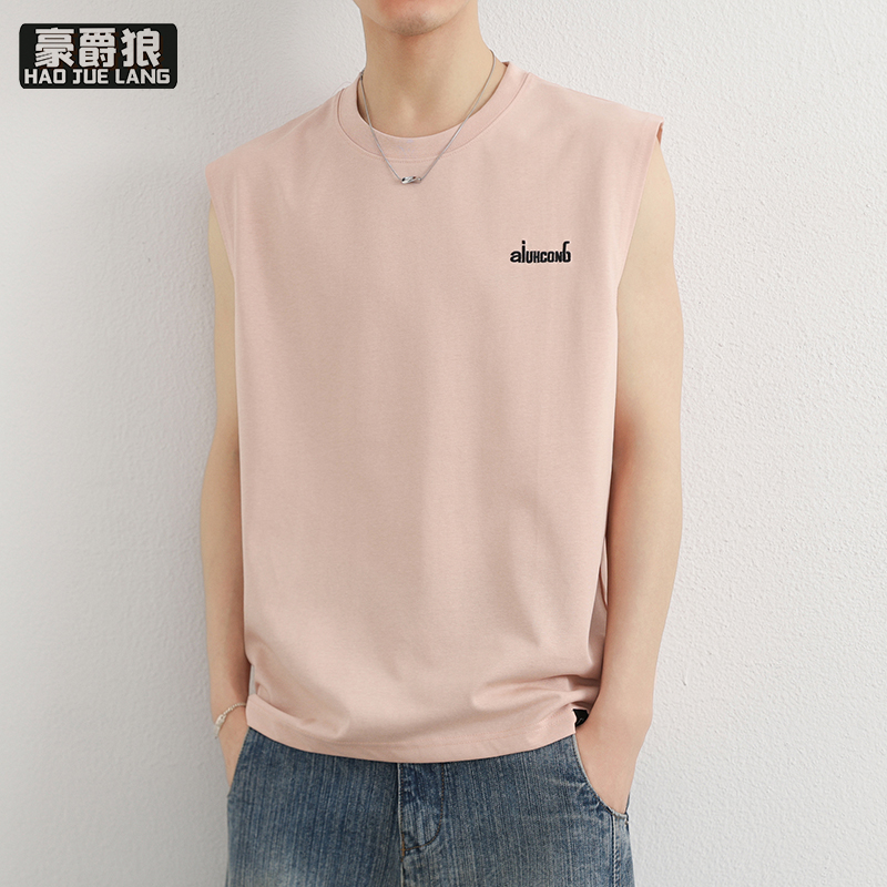 13461869.透气无袖t恤男士背心夏季薄款宽松运动健身坎肩男生短袖上衣