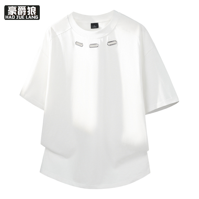 13461859.潮牌纯棉重磅高街情侣短袖T恤美式设计感宽松夏半袖上衣男