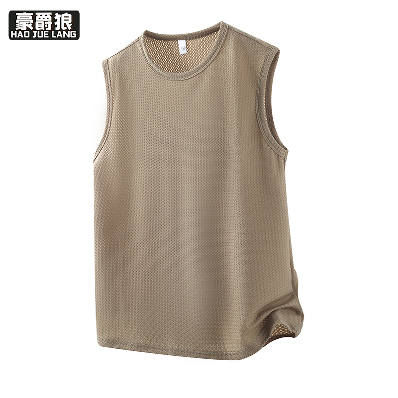 13461806.无袖t恤夏季潮牌男士上衣青少年中学生宽松休闲冰丝速干薄款背心