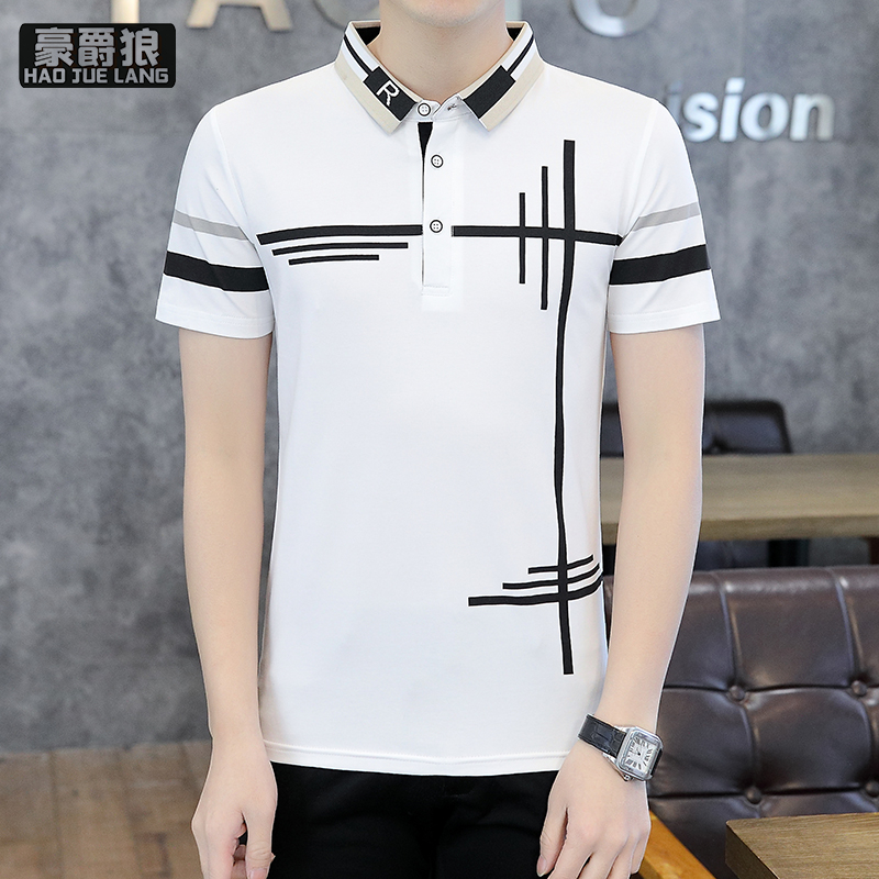 13461797.夏季休闲短袖T恤男新款潮流百搭半袖POLO衫潮牌ins衬衫领男装