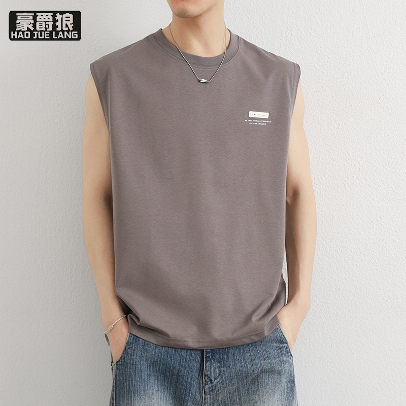 13461872.男士背心夏季时尚新款薄款宽松无袖坎肩休闲青少年运动T恤男上衣
