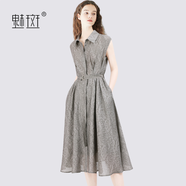 13457617.魅斑衬衫连衣裙女A字裙