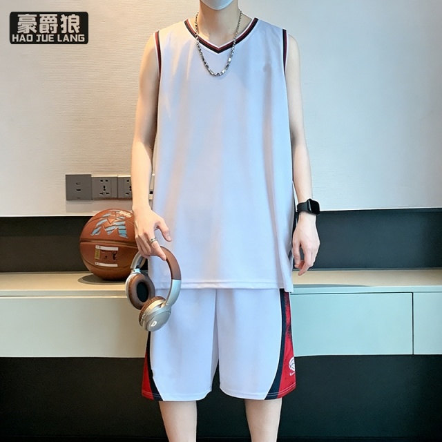 13461830.球衣篮球服套装男士冰丝速干无袖背心短裤青少年夏季休闲运动跑步