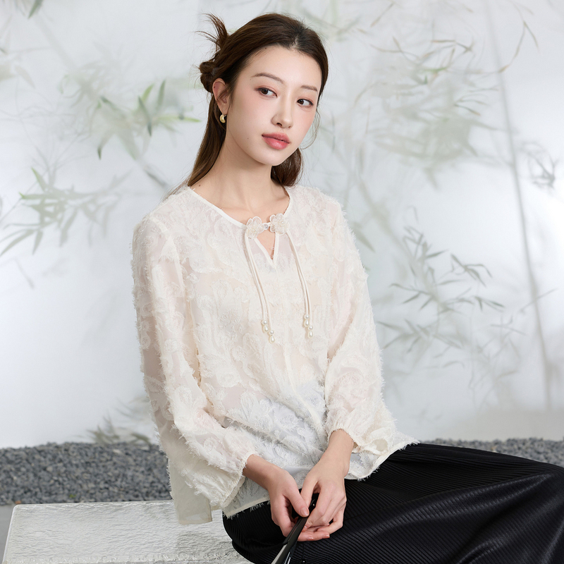 13455398.三彩若潮大码女装2026夏季新款国风小衫直筒半身裙两件套提花胖MM