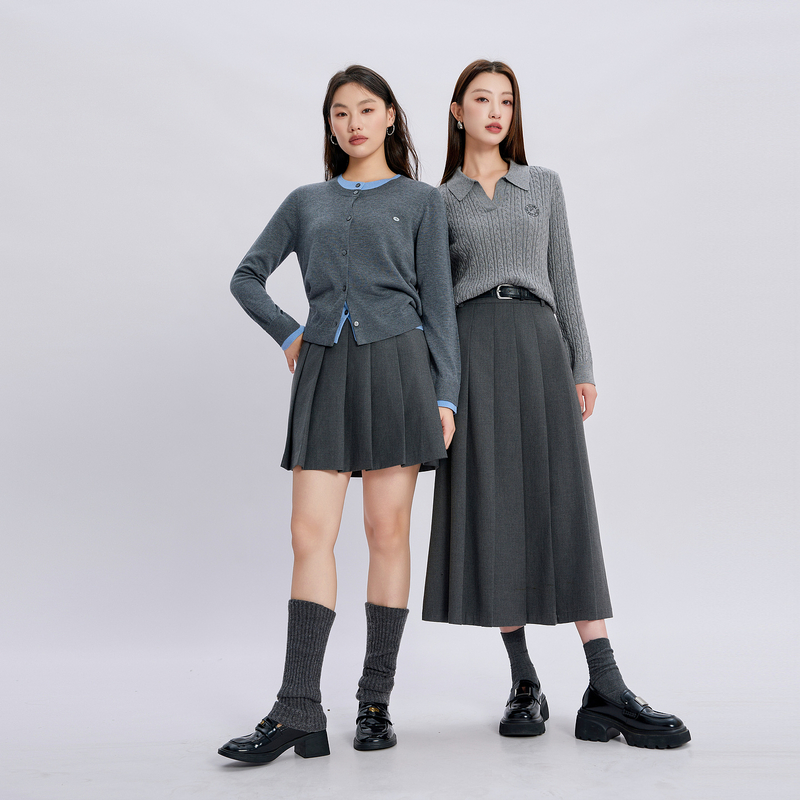 13455314.三彩若潮大码女装2026春季新款百褶半身裙A字短裙百搭学院风胖MM