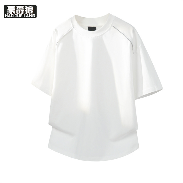 13461858.美式风线条短袖男夏季新款潮牌宽松凉感半袖衣服青少年透气T恤衫