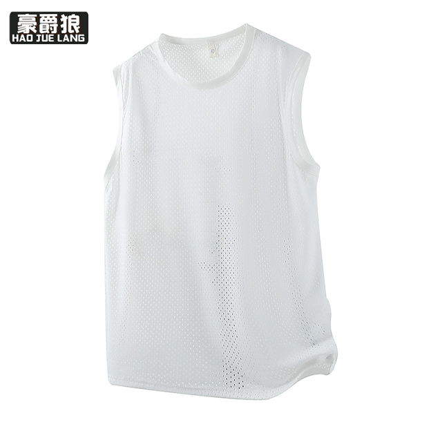 13461834.夏季冰丝速干背心男款网眼透气镂空设计跑步健身无袖T恤凉感