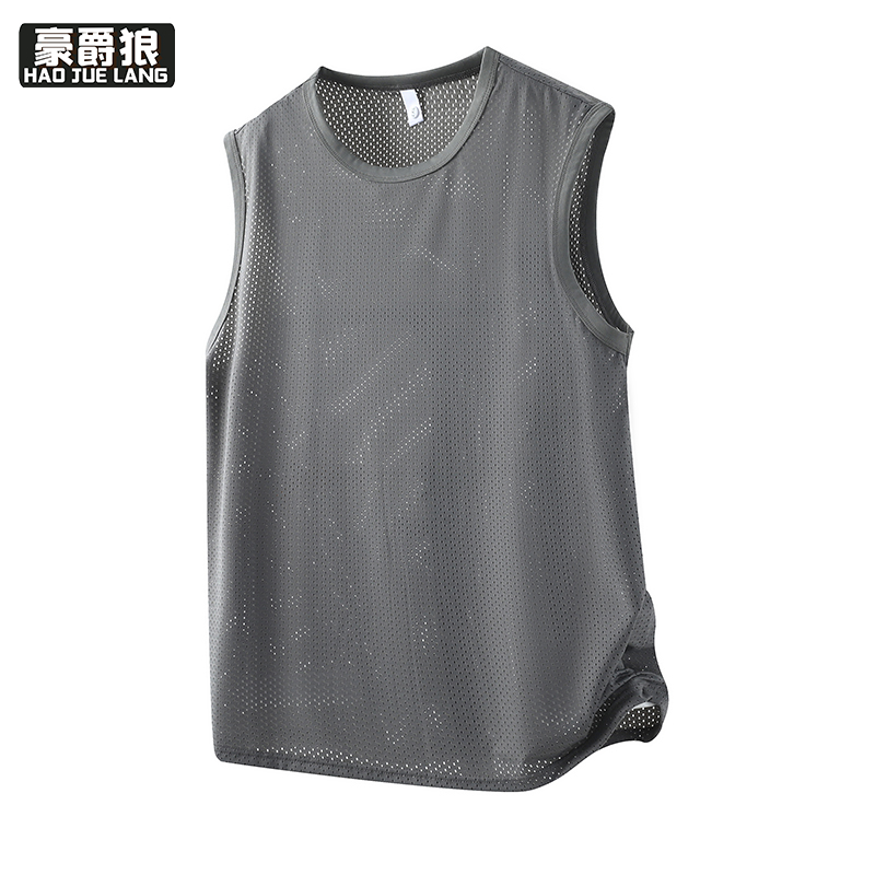 13461834.夏季冰丝速干背心男款网眼透气镂空设计跑步健身无袖T恤凉感
