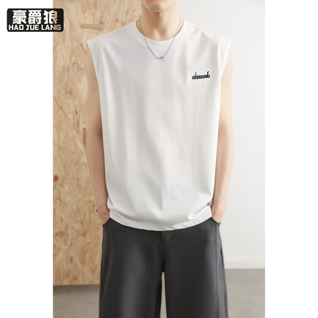 13461869.透气无袖t恤男士背心夏季薄款宽松运动健身坎肩男生短袖上衣