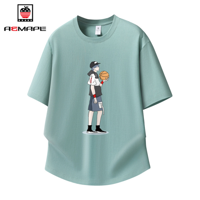 13469784.AEMAPE【纯棉】短袖T恤男夏季亲肤舒适青少年休闲百搭印花T恤衫