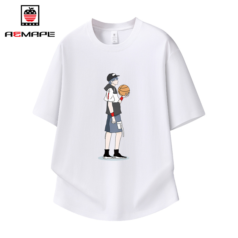 13469784.AEMAPE【纯棉】短袖T恤男夏季亲肤舒适青少年休闲百搭印花T恤衫