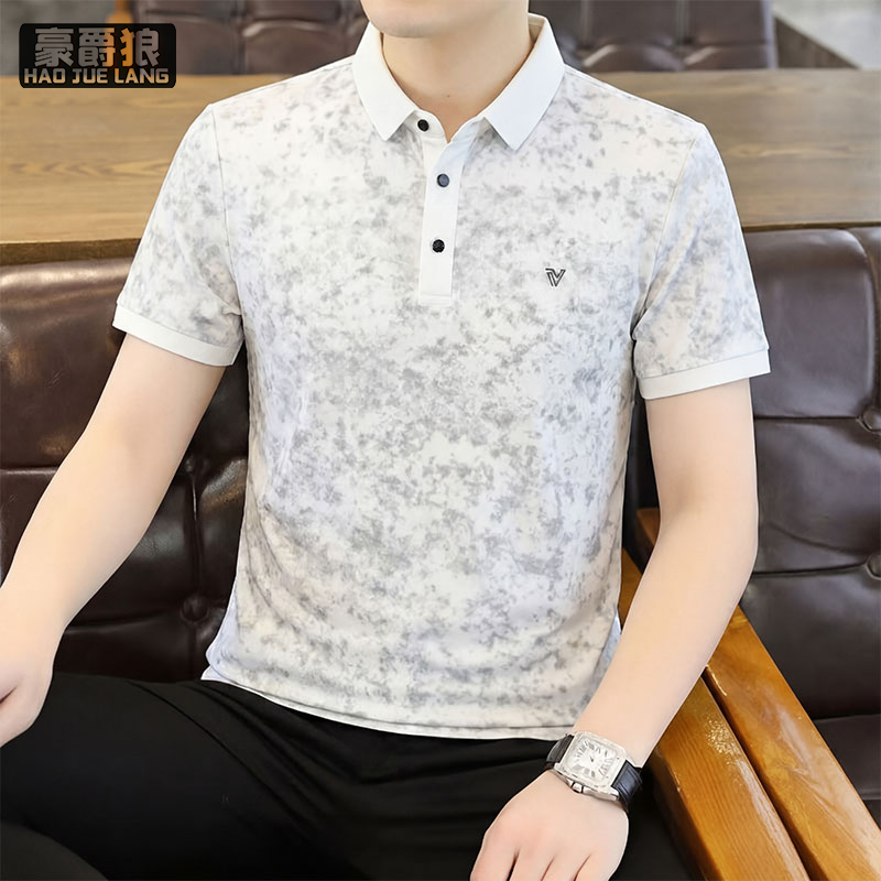 13469898.轻奢风翻领POLO衫男士夏季薄款短袖t恤青年透气高端半袖体恤上衣