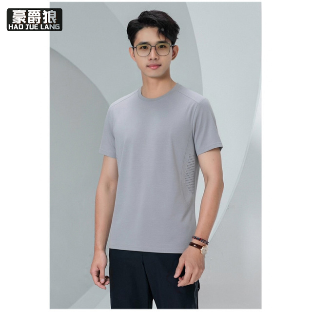 13469973.新款速干衣男短袖冰丝快干休闲高级感户外运动跑步锦纶圆领t